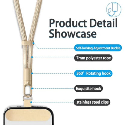 Adjustable Phone Wrist Strap, Slim Lanyard with Tether Tab Anti Drop Wristlet for and Smartphones, Nylon Hand Strap - color: Black+camel