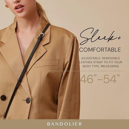 Bandolier Mila Leather Crossbody MagSafe Phone Case iPhone 15 Pro- Black/G | Crossbody leather phone case. Built-in card-holder. Adjustable & removable strap. MagSafe Design. Phone drop protection. - color: Black/Gold, size: iPhone 15 Pro