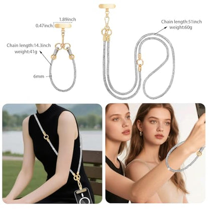 Crystal Phone Lanyard Crossbody and Wrist Strap Lanyard Rhinestone Anti-Theft Phone Strap Phone Neck Strap for Women - color: Clear Crystal