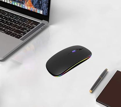 WREANU Wireless Mouse, Rechargeable Bluetooth Mouse for Laptop (Black) - color: Black