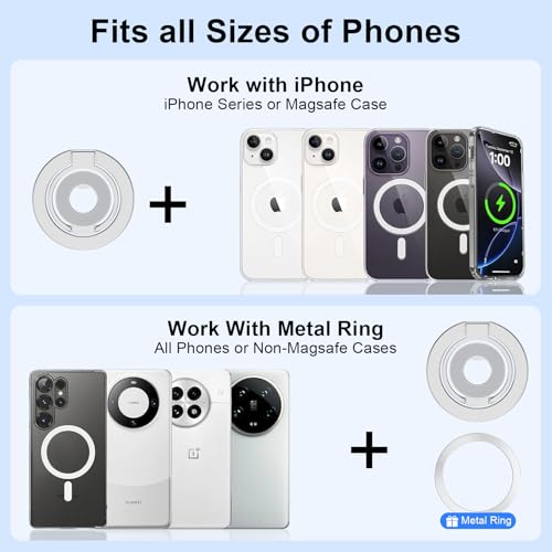 Magnetic Phone Grip Stand for iPhone Air/17/17 Pro/16 Pro Max Ring Holder - color: silver