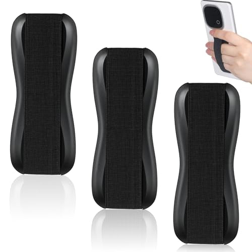 Phone Case Finger Strap, 3 Pack Black Phone Grip Strap, Universal Elastic Phones Grips for Back of Phones, Lightweight Portable Smartphone Case Holder for Most Smartphones Cases