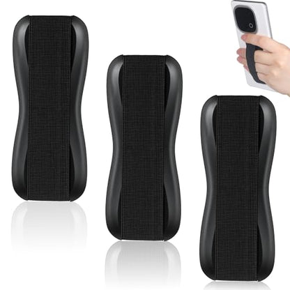 Phone Case Finger Strap, 3 Pack Black Phone Grip Strap, Universal Elastic Phones Grips for Back of Phones, Lightweight Portable Smartphone Case Holder for Most Smartphones Cases