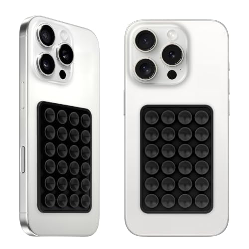 QxbBox 2Pack Silicone Suction Phone Case Mount, Suction Cup with Strong Suction Power, Hands-Free Phone Accessories Holder, Silicon Adhesive Phone Stand Sticky for Cell Phone Black - color: Black