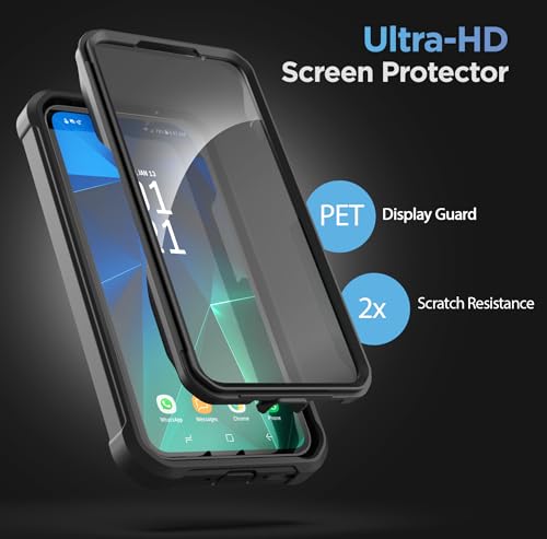 Encased Belt Case for Samsung Galaxy A54 5G with Screen Protector and Holster Clip, [Military Grade] Heavy Duty Protection (2023 FalconShield) - Black - size: A54 5G