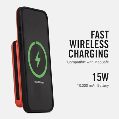 Ridge 20W Magnetic Power Bank Battery Pack 10,000mAh - Fast Charging - Portable Charger Flight-Safe Travel Powerbank - Built-in Cables & Magnetic Attachment (Basecamp Orange) - color: Basecamp Orange