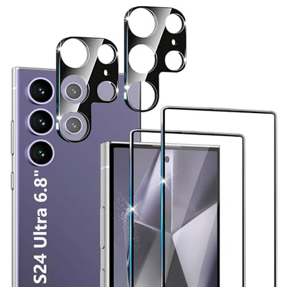 XDesign [2+2 Pack Galaxy S24 Ultra Screen Protector, 9H Tempered Glass Scratch Resistant, Ultrasonic Fingerprint Support, For Samsung Galaxy S24 Ultra 5G 6.8 Inch Glass Screen Protector - size: for Galaxy S24 Ultra 6.8"