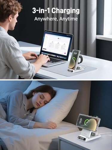 Magnetic Wireless Charger for Samsung, Nightstand Travel Android Charger - color: White
