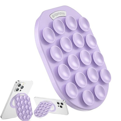 Magnetic Silicone Suction Cup Phone Mount for MagSafe Phone Grip - color: Purple