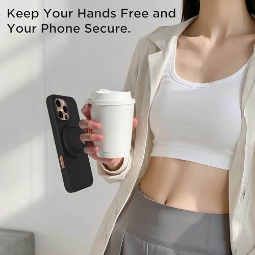 Magnetic Phone Grip for MagSafe, Silicone Ring Grip, Black - color: Black