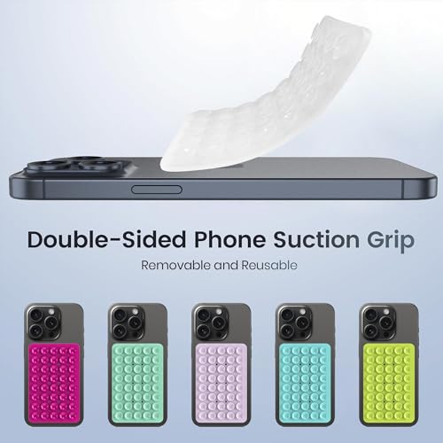 Double Sided Silicone Suction Phone Holder Mount, Silicon Accessory for iPhone and Android, Hands-Free Mirror Shower Phone Holder, TikTok Videos and Selfies (Combo B) - color: Combo B