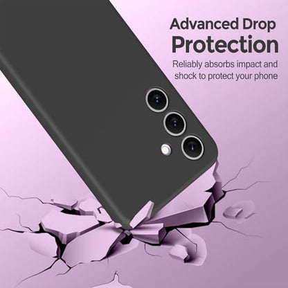 Slim case for Galaxy S24 5g, Liquid Silicone Case for Galaxy S24 2024 (6.2 inch) Shockproof Protective Soft Rubber Samsung Galaxy s24 6.2 Silicone case, Black - color: Black