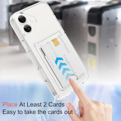 Gukalong Clear Wallet Case for iPhone 16 with Credit Card Holder | Hard PC Heavy Duty Shockproof Protection Anti-Scratch Phone Cover Card Slot Anti-Yellowing Case for Women Men - size: for iPhone 16
