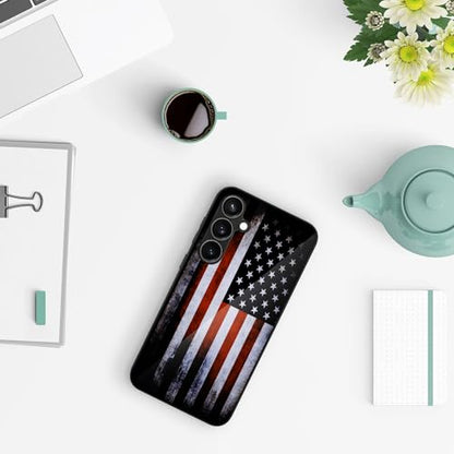 Compatible with Samsung Galaxy S24 Case American Flag Pattern | Anti-Scratch Hard PC Back, Non-Slip Soft TPU Sides, Shockproof Protection Cover - color: American Flag, size: Samsung Galaxy S24