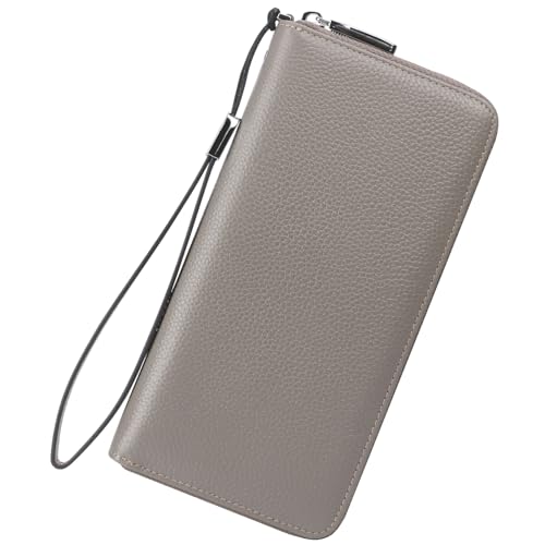 Small Compact Women Wallet RFID Blocking Genuine Leather Bifold Purse with ID Windows - color: 1- Pebbled Gray, size: One Size