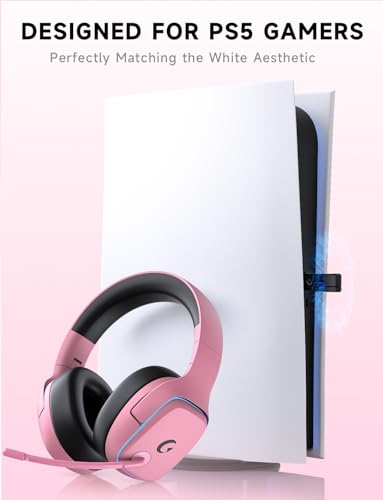 Gvyugke 2.4GHz Wireless Gaming Headsets for PS5, PS4, PC, Switch, BlushPink - color: Blush Pink