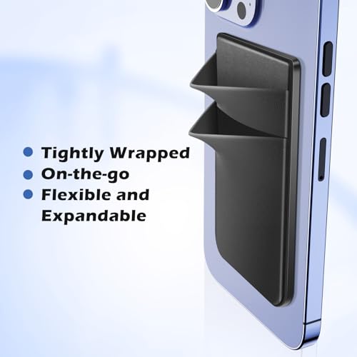 CloudValley Magnetic Wallet Compatible with MagSafe for iPhone 17/16/15/14/13/12 Series, 5 Card Stick on Back of Phone Credit Cards& ID Card Cell Phone Card Holder for Phone Case with Mag-Safe, Black - color: Black