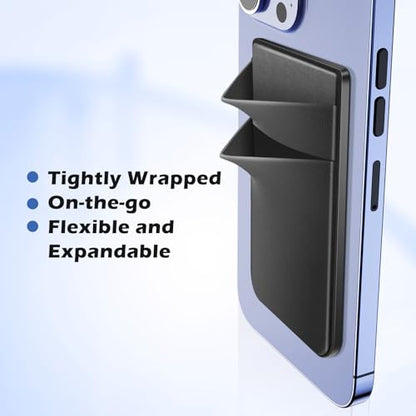CloudValley Magnetic Wallet Compatible with MagSafe for iPhone 17/16/15/14/13/12 Series, 5 Card Stick on Back of Phone Credit Cards& ID Card Cell Phone Card Holder for Phone Case with Mag-Safe, Black - color: Black