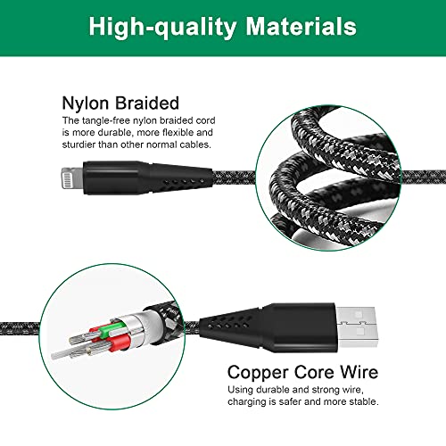 20FT iPhone Charger Cord, MFi Certified Lightning Cable, 2.4A Fast Charge - color: 20FT USB to Lightning Cable (Black)