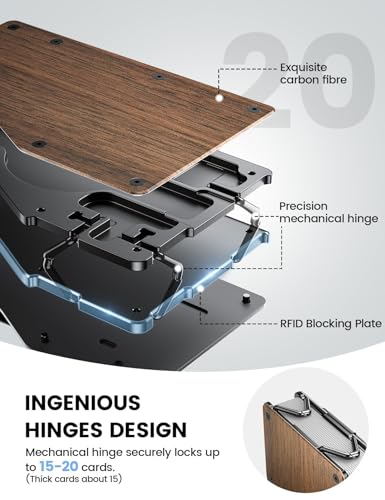 Lamicall Minimalist Metal Wallet for Men - [Mechanical Hinges] - color: Metallic Wood Grain - CLIP&STRAP