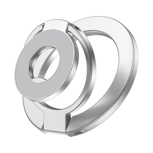 Magnetic Phone Grip Stand for iPhone Air/17/17 Pro/16 Pro Max Ring Holder - color: silver