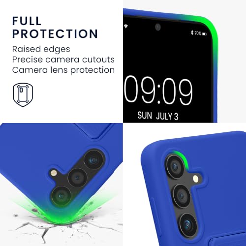 kwmobile Case for Samsung Galaxy S24 Case - Soft TPU Cover with Silicone Coating - with Hand Strap and Stand Function - Shockproof - Baltic Blue - color: Baltic Blue, size: Galaxy S24