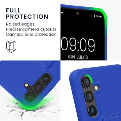 kwmobile Case for Samsung Galaxy S24 Case - Soft TPU Cover with Silicone Coating - with Hand Strap and Stand Function - Shockproof - Baltic Blue - color: Baltic Blue, size: Galaxy S24