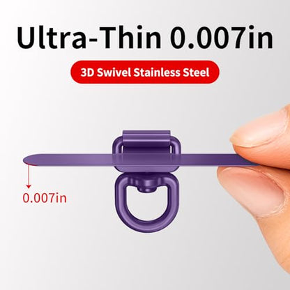 saxsion Phone Tether Tab & Lanyard Tab, 360° Swivel Clip - Ultra Thin Stainless Steel Universal Patch for All Phone Cases - color: Dark Purple*2