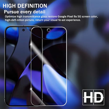 Screen Protector for Google Pixel 9A, [2+2 Pack] Tempered Glass for Pixel 9A & Camera Lens Protectors[Ultrasonic Fingerprint Unlock] [Case Friendly] [Bubble-Free] 6.3 Inches - size: Google Pixel 9a