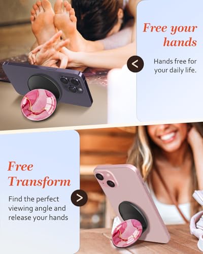 Magnetic Phone Grip, Cute Finger Grip Phone Stand, Marble - color: Marble