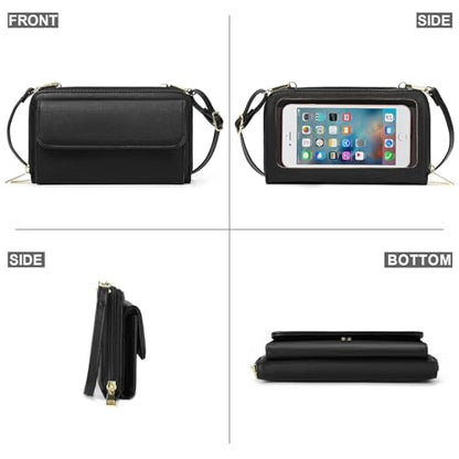 GOIACII Phone Purse Crossbody Bags for Women Small Travel Wallet Touch Screen RFID Blocking - color: C03 Black