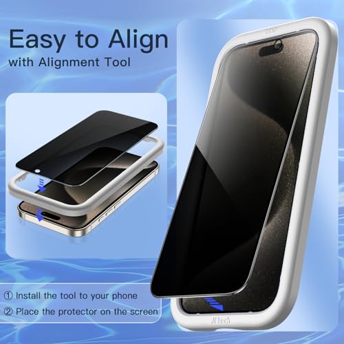 JETech Privacy Screen Protector for iPhone 15 Pro, 2-Pack - size: iPhone 15 Pro