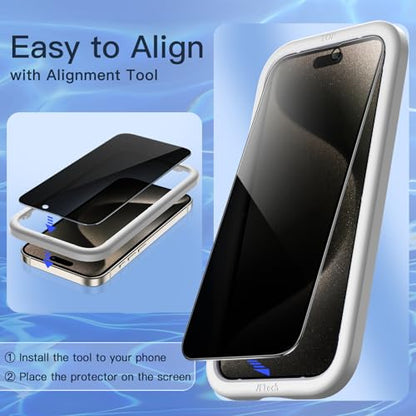 JETech Privacy Screen Protector for iPhone 15 Pro, 2-Pack - size: iPhone 15 Pro