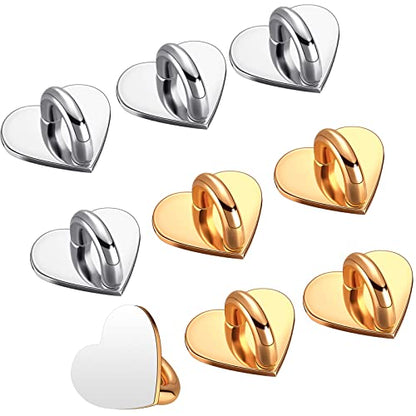 Moxweyeni 8 Pcs Cell Phone Finger Ring Adhesive Metal Phone Finger Grip Loop Stand Heart Grip Holder Charm Hook for DIY Hanging Supplies - color: Gold, Silver