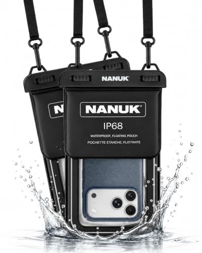 NANUK Waterproof Phone Pouch 2-Pack, Touchscreen, IP68 Floating Dry Bag | 9.45" x 5.43" Fits All Phones, Dual Storage Compartments, Adjustable Crossbody Straps, Travel & Beach Essentials - size: Duo Pack