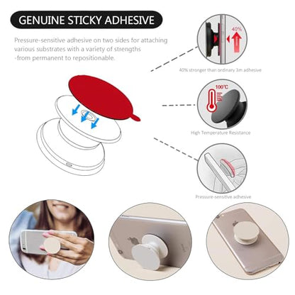 [10 Pack VHB Sticky Adhesive Pads for Socket Mount Base, Duble Side Heat Resistant Strong Sticker Replacement Tape for Phone Collapsible Grip & Stand Back, 1.3 Inches, Grey