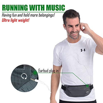 USHAKE Ultra Light Running Belt Men Women Bounce Free Waist Pack for Phone - color: Grey