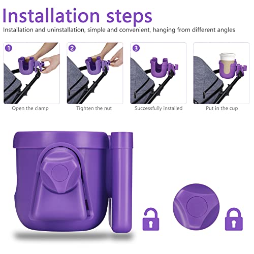 Suranew Cup Holder with Phone for Walker Wheelchair Stroller Purple - color: Purple