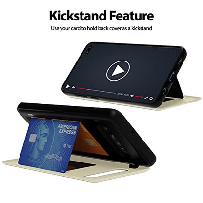 GOOSPERY Magnetic Door Bumper Compatible with Galaxy S10 Plus, Card Holder Wallet Case Easy Magnet Auto Closing Protective Dual Layer Sturdy Phone Back Cover - White - color: White, size: Galaxy S10 Plus