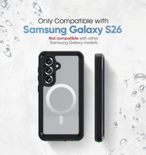 MOTIVE Waterproof Case with Belt Clip Samsung Galaxy s26, Magnetic | 6.3" | Built-in screen protector, Full protection, compatible with MagSafe, 360° holster - size: s26