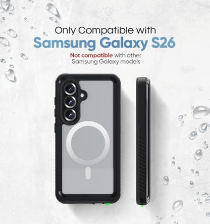 MOTIVE Waterproof Case with Belt Clip Samsung Galaxy s26, Magnetic | 6.3" | Built-in screen protector, Full protection, compatible with MagSafe, 360° holster - size: s26