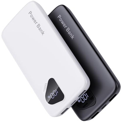 2026 2-Pack 10000mAh Portable Charger Battery Pack with Built in Cables - color: Black&White