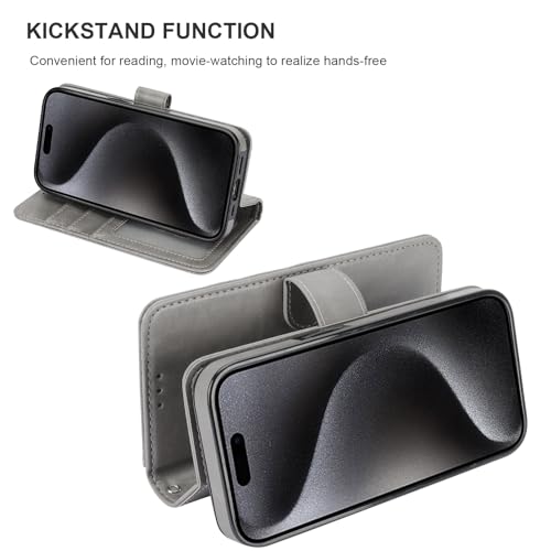 Bocasal for MagSafe Wallet Case Card Holder for iPhone 15 Pro, Grey - color: Gray for MagSafe
