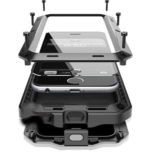 for iPhone 16 Pro Max Metal Case 6.9",Heavy Duty Shockproof Aluminum Alloy Tough Armour Military Phone Case,360 Full Body Protective Cover with Silicone Built-in Screen Protector - Black - color: Black