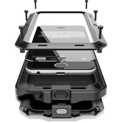 for iPhone 16 Pro Max Metal Case 6.9",Heavy Duty Shockproof Aluminum Alloy Tough Armour Military Phone Case,360 Full Body Protective Cover with Silicone Built-in Screen Protector - Black - color: Black