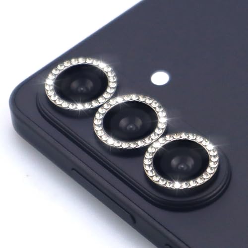 for Samsung Galaxy S26 / S26 Plus Camera Lens Protector, Bling Diamond Metal Ring Tempered Glass Lens Cover, Sparkly Rhinestone Accessories (Black) - color: Black