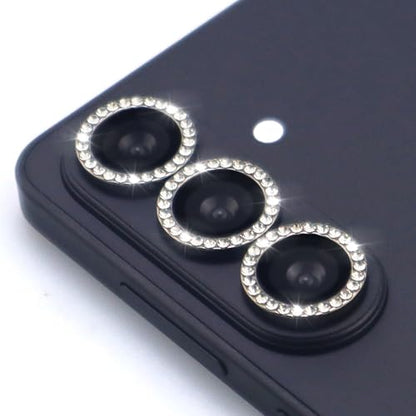 for Samsung Galaxy S26 / S26 Plus Camera Lens Protector, Bling Diamond Metal Ring Tempered Glass Lens Cover, Sparkly Rhinestone Accessories (Black) - color: Black