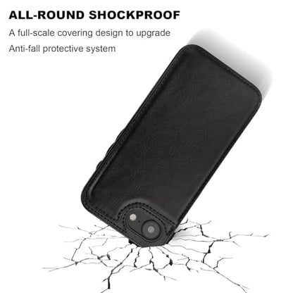 ONETOP for iPhone 17e/16e Wallet Case with Credit Card Holder,Black | Kickstand,ID/Cash Holder,Case Wallet with Card Slots,Double Magnetic Clasp,Durable PU Leather Shockproof Cover for Women Men - color: Black