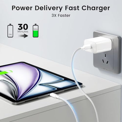iPad Charger Fast Charging,10FT Long Braided USB C Cable,20W Type C Charger - size: 10FT