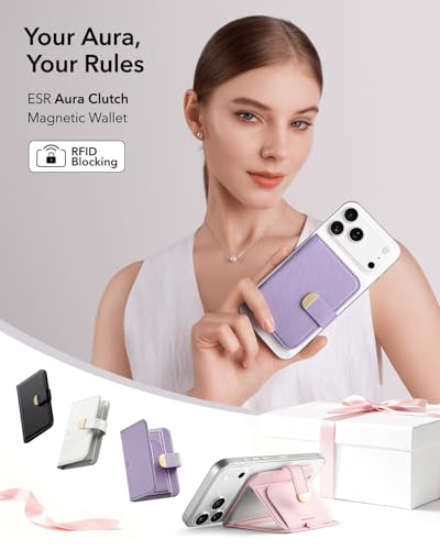 ESR Aura Clutch for MagSafe Wallet for Women, 5 Card Holder, RFID Blocking - color: Lavender